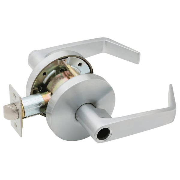 Grade 2 Storeroom Cylindrical Lock, Less Cylinder, Dane Lever, Small Rose, Satin Chrome Finish